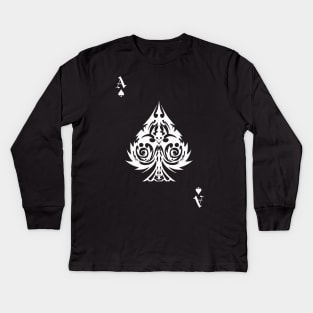 Ace Of Spades, white ink Kids Long Sleeve T-Shirt